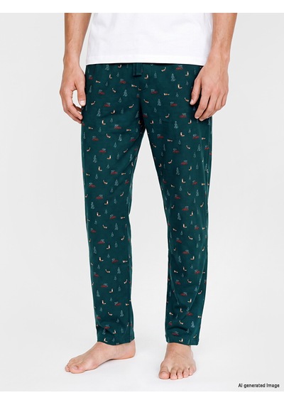 LC Waikiki Lc Waıkıkı Yeşil Yılbaşı Temalı Erkek Pijama Alt