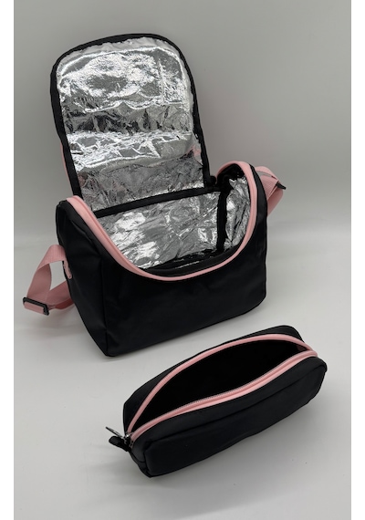 Suya Dayanıklı İlk Okul Çantası 3'lü Seti Unisex Çocuk İlkokul Çantası Ldc-8010 Pudra-siyah Pembe