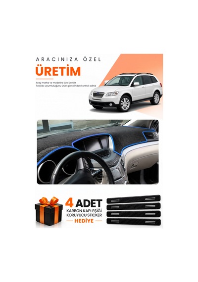 Subaru Trıbeca 2005-2014 Uyumlu Torpido Koruma Örtüsü Oto Kılıfı - Siyah Mavi