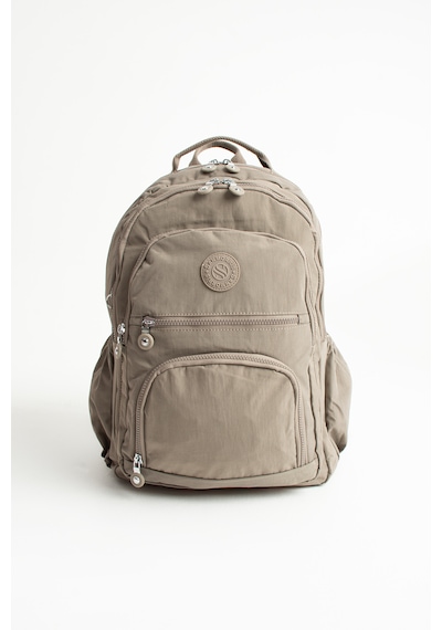 Özer -3013 Sanmorris Unisex Suya Dayanıklı Krinkıl Kumaş Çok Gözlü Orta Boy Laptop Okul Ve Sırt Çantası Kum