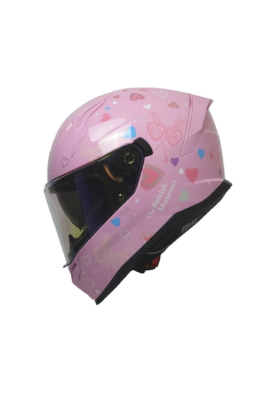 M-910 Lady Stora Güneş Vizörlü Pembe Kask Gökkuşağı Camlı Parlak Pembe