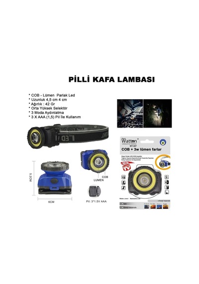 Güçlü Pilli Kafa Lambası Wt-607 Açık Kırmızı