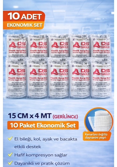 Elastik Sargı Bezi 15x4 Metre Gerilince Kenarları Örgülü Özel Dokuma
