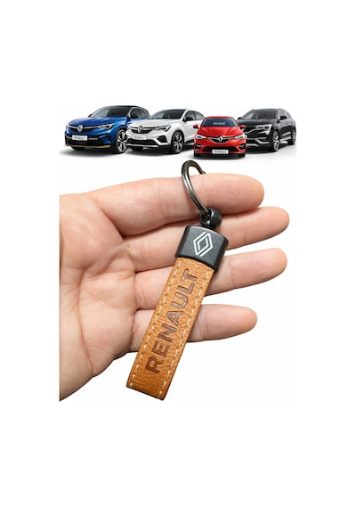 Renault Ve Logolu Anahtarlık Suni Deri Kahverengi
