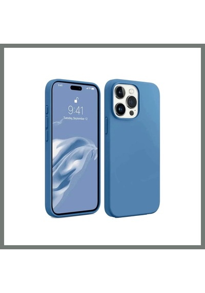 Bezos İphone 15 Pro Max Uyumlu Kılıf First Silikon - Mavi Mmbz