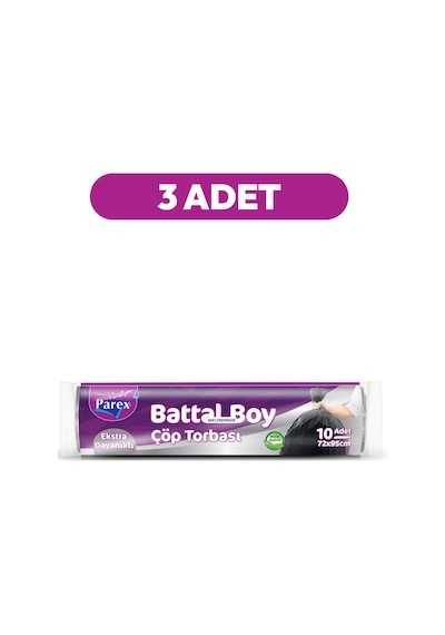 Ekstra Dayanikli 10'lu Çöp Torbası Battal Boy 72 X 95 Cm Üç Paket
