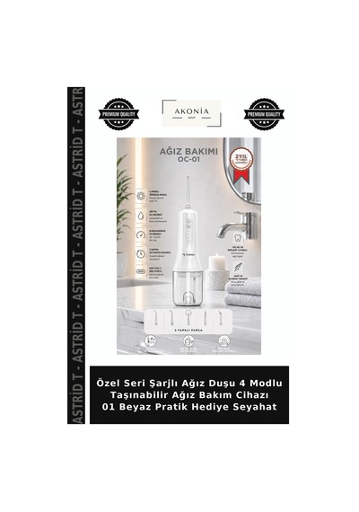 Özel Seri Şarjlı Ağız Duşu 4 Modlu Taşınabilir Ağız Bakım Cihazı 01 Beyaz Pratik Hediye Seyahat