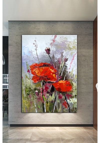 Gelincik Çiçek Sanatsal Kanvas Tablo (8 Farklı Ölçü) 50 x 70