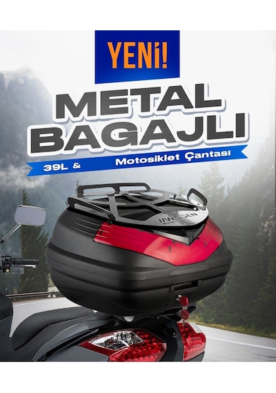 Wogen Wg39 Sırt Dayamalı Premium Metal Bagajlı Çanta Siyah + Karbon Dizlik Hediyeli Siyah