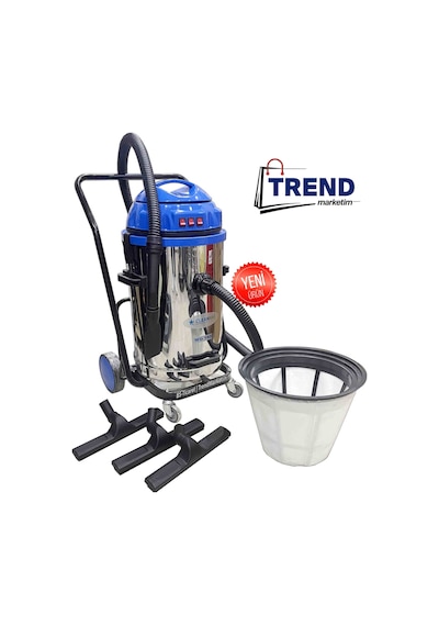 Cleanvac 3 Motor'Lu Islak Kuru Süpürge Makinası Krom Kazanlı