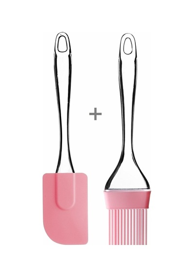 Silikon Yumurta Fırçası Ve Spatula Damla Saplı Silikon Hamur Spatula Yağ Fırçası Pembe Spatula Fırça