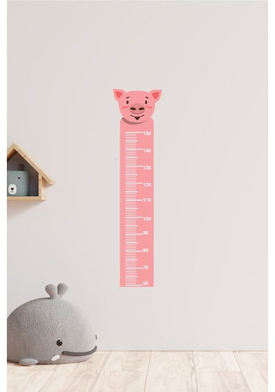 Sevimli Domuz Temalı Boy Ölçer Duvar Sticker