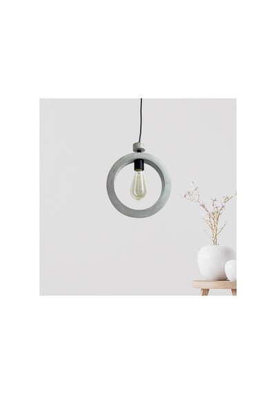 Beton Minimalist Halka Dekoratif Lamba, İskandinav Tasarım, Tavan Aydınlatma Avizesi, Salon Avizesi Gri