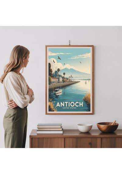 Vintage Tarzı Antakya Amerika Birleşik Devletleri Seyahat Posteri Manzaralı Retro Şehir Manzarası Duvar Sanatı
