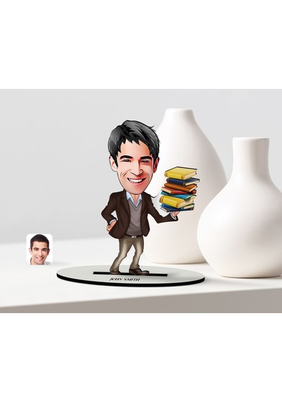 Kişiye Özel Bay Öğretmen Karikatür Ahşap Biblo - 2