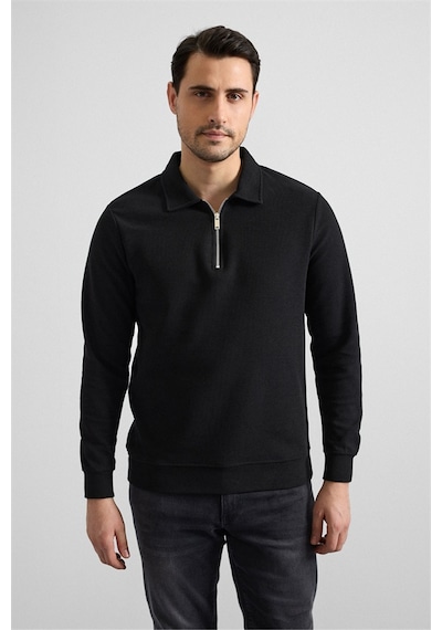 Süvari Siyah Regular Düz Yarım Balıkçı Yaka Sweatshirt Sw2013700003-s09 Siyah