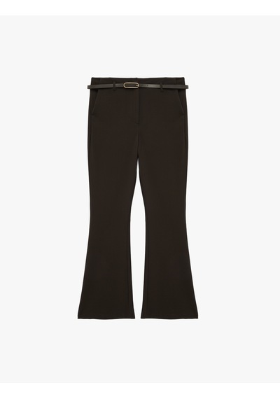 Koton Slim Fit Normal Bel Kemerli İspanyol Paça Pantolon Kahverengi 6sak40149uw Kahve