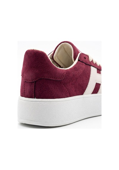 V.S.H Velvet Kadın Yüksek Tabanlı Bordo Sneaker Spor Ayakkabı Terra -2516