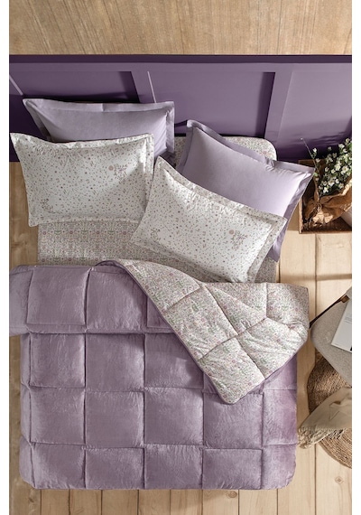 Puffy Alyson Çift Kişilik Threefy Set - Kül Moru