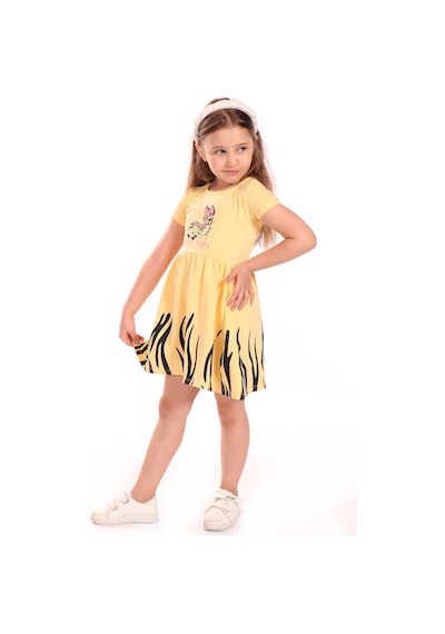 Toontoy Kids Toontoy Kız Bebek Baskılı Elbise Sarı