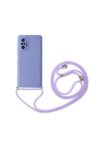 Xiaomi Redmi Note 10 Pro Telefon Kılıfı - Boyun Askılı Lansman İçi Kadife Yumuşak Silikon Lila