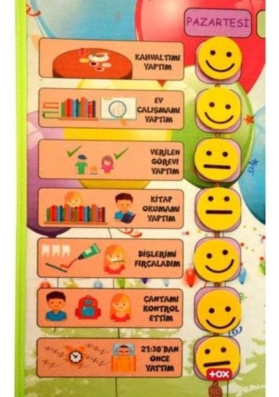 Tox Toys Sorumluluk Çizelgem Keçe Cırtlı Duvar Panosu, Eğitici Oyuncak Genel