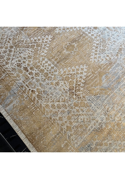 Elexus Halı Diamond 3846 Gri Gold Modern Salon Halısı Gri Gold