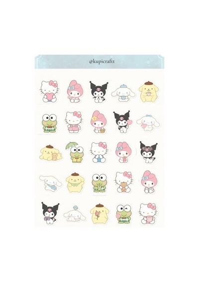 Sanrio Karakterleri -hello Kitty - Kuromi-cinnamonroll -keroppi -pompompurin 7 Sayfa Sticker Set 0