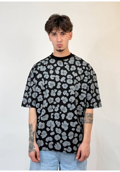 Zaee Urban Leopar Oversize Tişört Siyah