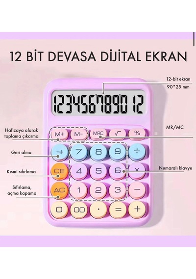 İtalyano Renkli Hesap Makinesi 124-Pembe