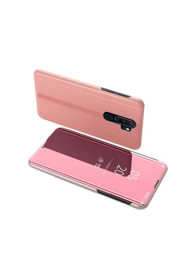 Oppo A5 2020 / A9 2020 Uyumlu Aynalı Kapaklı Lüx Kılıf Rose Gold