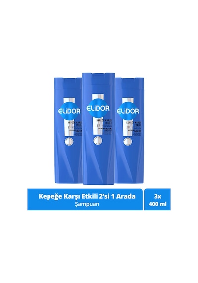 Elidor 2'si 1 Arada Kepeğe Karşı Etkili Şampuan 3 x 400 ML