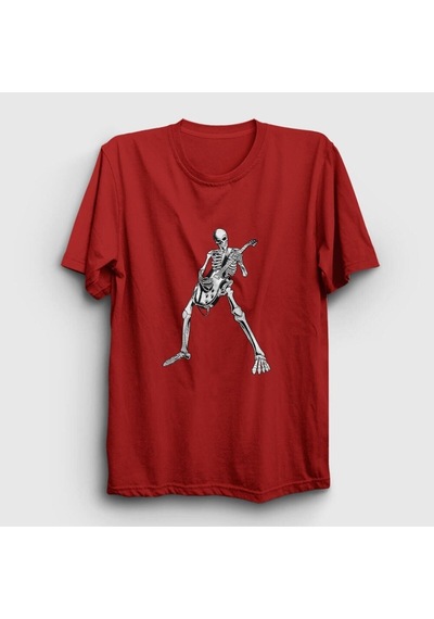 Noıssey Unisex Kırmızı Skeleton Guitarist Music Rock T-shirt 339807tt