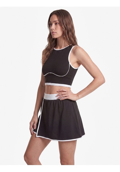 Koton Relax Fit İnterlok Yüksek Bel Biyeli Mini Spor Şort Etek Siyah 6sak40406nk