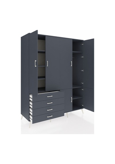 Kronos Gardrop 7 Raflı 4 Çekmeceli Tek Askılı 176x59x221 Antrasit-antrasit Antrasit Kronos Gardrop 7 Raflı 4 Çekmeceli Tek Askılı 176x59x221 Antrasit-antrasit Antrasit