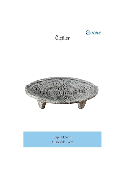 Dekoratif Kase Takı Kutusu Yüzük Kolye Kutusu Mum Tabağı Takı Organizer Model 7 - Gümüş Eskitme