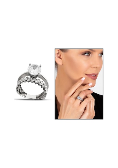 Zirkon Taşlı Çift Sıra Taç Tasarım 925 Ayar Gümüş Kadın Tektaş Yü (500123096) Zirkon Taşlı Çift Sıra Taç Tasarım 925 Ayar Gümüş Kadın Tektaş Yü (500123096)