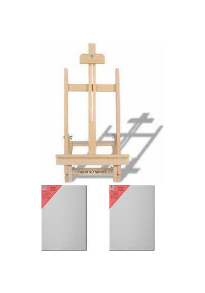 Masaüstü Şövale, 2 Adet 30x20 Cm Tuval, Resim Tuvali Seti, Tual Ve Şövale, Ressam Tuval Şövalye Seti