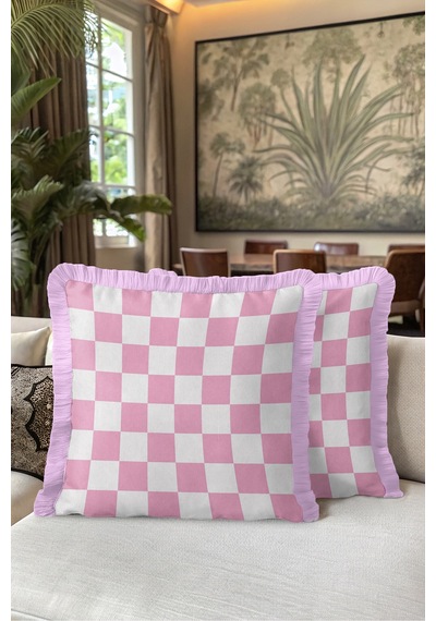 Damalı Retro Şık Saçaklı Yastık Kılıfı - Geometrik Pop Art Pembe Beyaz Pembe Püsküllü Kırlent Kılıfı Puslu Kanyon Aura Damalı Retro Şık Saçaklı Yastık Kılıfı - Geometrik Pop Art Pembe Beyaz Pembe Püsküllü Kırlent Kılıfı Puslu Kanyon Aura