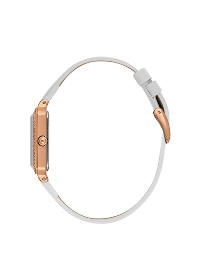 Daniel Klein Dke.1.13971.5 Beyaz Taşlı Dikdörtgen Deri Kordonlu Vintage Kadın Kol Saati Rose Gold