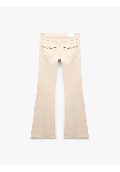 Koton Cep Detaylı Dar Kesim Nervürlü Pamuklu İspanyol Paça Denim Pantolon - Flare Jeans Bej 7wal40020mw Ekru Koton Cep Detaylı Dar Kesim Nervürlü Pamuklu İspanyol Paça Denim Pantolon - Flare Jeans Bej 7wal40020mw Ekru