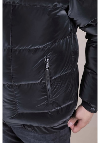 Ohepmoda Dik Yaka Nova Soft Kumaş Erkek Şişme Mont Siyah