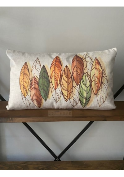 Çift Taraflı Tüy Desenli Dekoratif Kırlent Kılıfı 35 X 55 Cm
