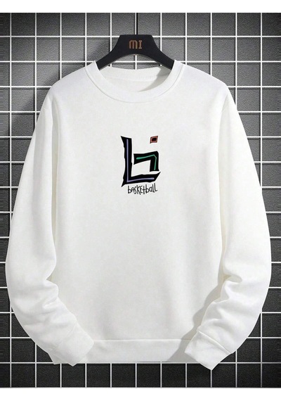 Startmore Adrift Coko Serisi Basketball And Slogan Graphic Sweatshirt Beyaz