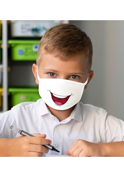 10 Adet Yıkanabilir Beyaz Çocuk Maske-5
