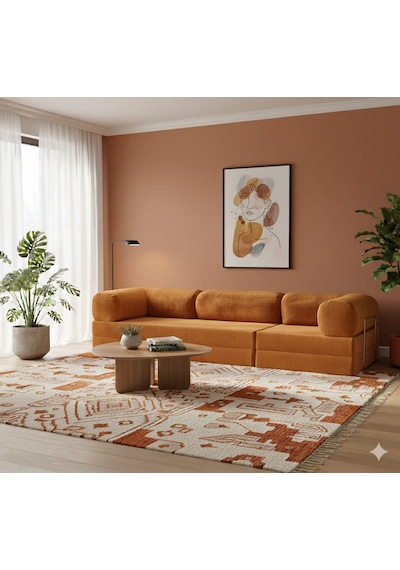Herev 300x100 Köşe Koltuk Takımı / Yatak Olur / Yıkanabilir Fitilli Kadife Kumaşlı Turuncu Herev 300x100 Köşe Koltuk Takımı / Yatak Olur / Yıkanabilir Fitilli Kadife Kumaşlı Turuncu