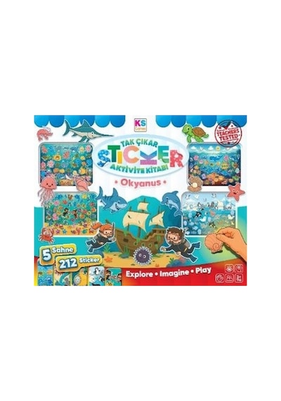 Sticker Book Okyanus Aktivite Kitabı 5 Sahne 212 Sticker Deniz Canlıları Çıkartma Kitabı