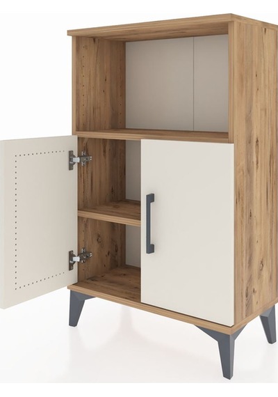 Arges Komodin 2 Raflı 2 Kapaklı 60x30x96 Çam-aytaşı Çam