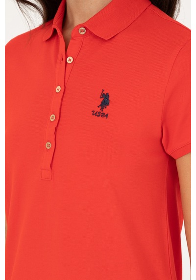 U.S. Polo Assn. Kadın Kırmızı Polo Yaka Mini Boy Örme Elbise 50280038-VR030