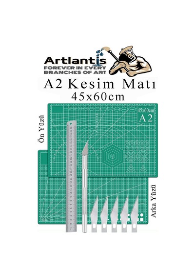 Kesim Matı A2 Kretuar Seti Ve Çelik Cevel 30 Cm 1 Adet 45x60 Cm Çift Taraflı Çizim Matı Kesme Madı Kesim Tablası Kesim Altlığı